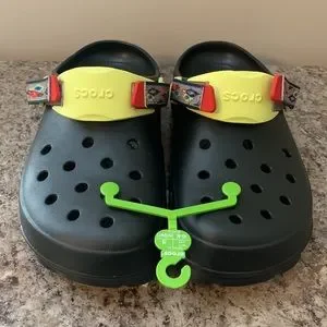 CROCS | Shoes | Classic Black Crocs With Yellow Velcroed  display picture 2